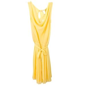 Banana Republic Midi Dress Yellow houndstooth pleated & sleeveless summer NWT